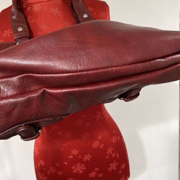 Liz Claiborne Burgundy Red Shoulder Bag Purse Multiple Pockets Double Handles - Picture 3 of 10